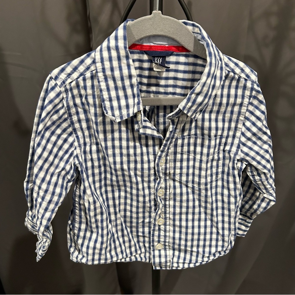 Gap Kids - Blue & White Plaid Button Down - Size 3